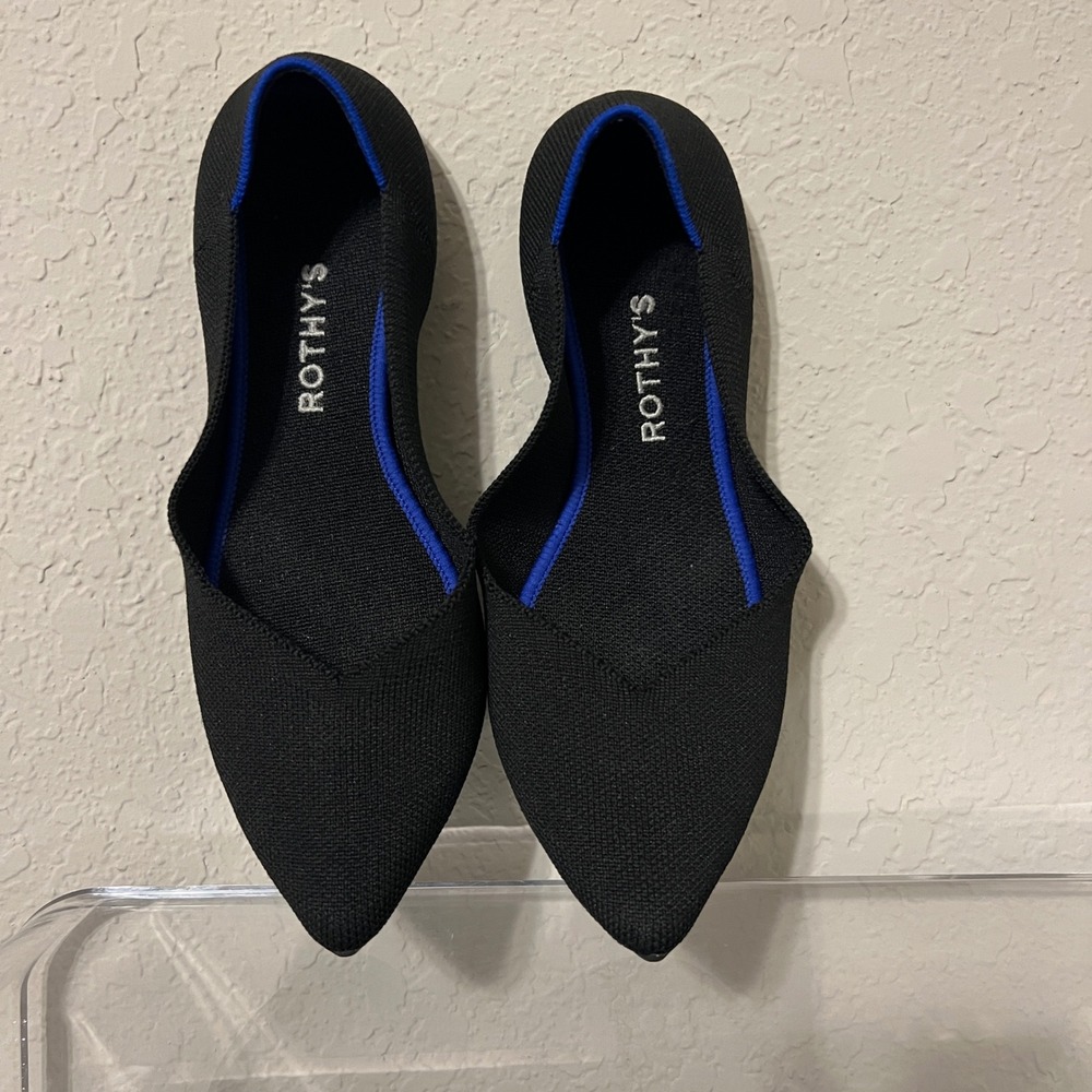Rothy's The Point Pointed Toe Knit Flats Women's Size W9 Black